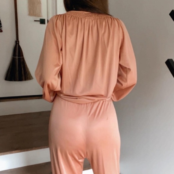 SOLD Vintage 70s pant set, rose gold - Picture 6 of 7